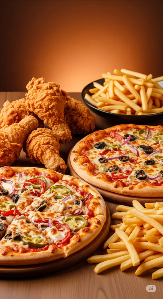 Fried-Chicken-Pizza-French-Fries