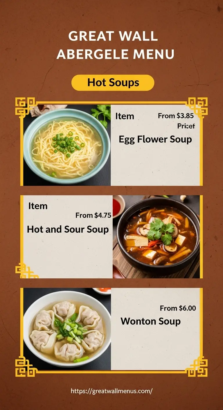 Great Wall Abergele Menu with Prices
