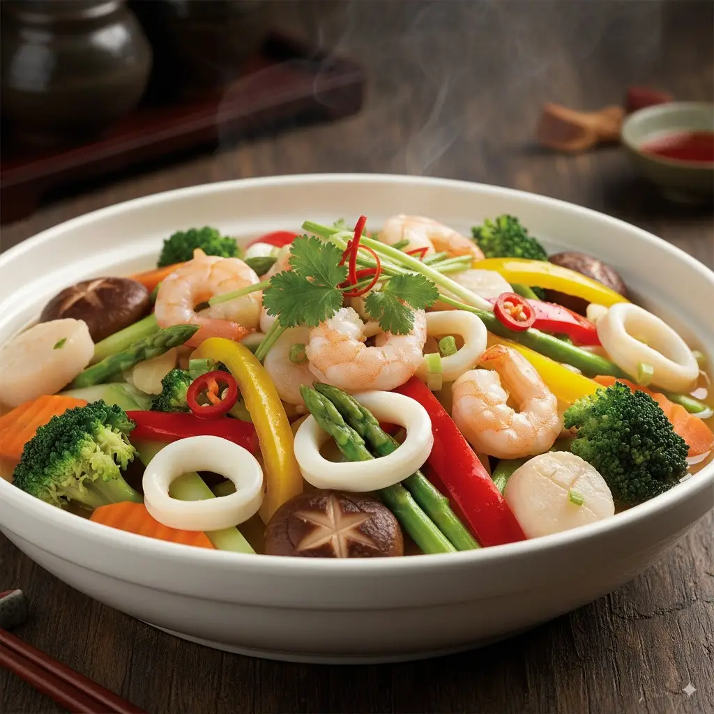 Steamed Vegetable with Seafood